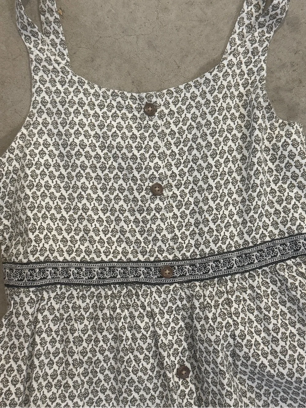 Girls White & Blue Patterned Tiered Sundress